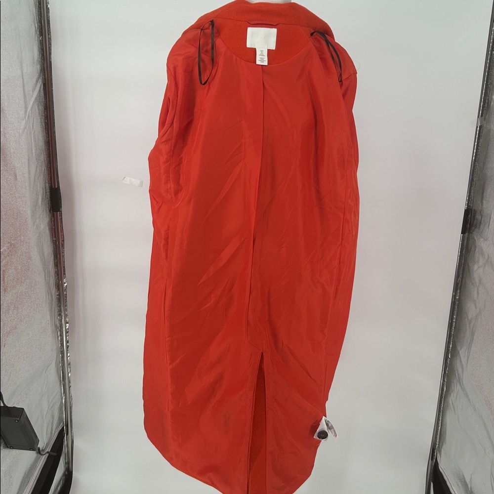 H&M Women Orange Wool Blend Long Coat Size S Classic Button Front - Picture 9 of 11
